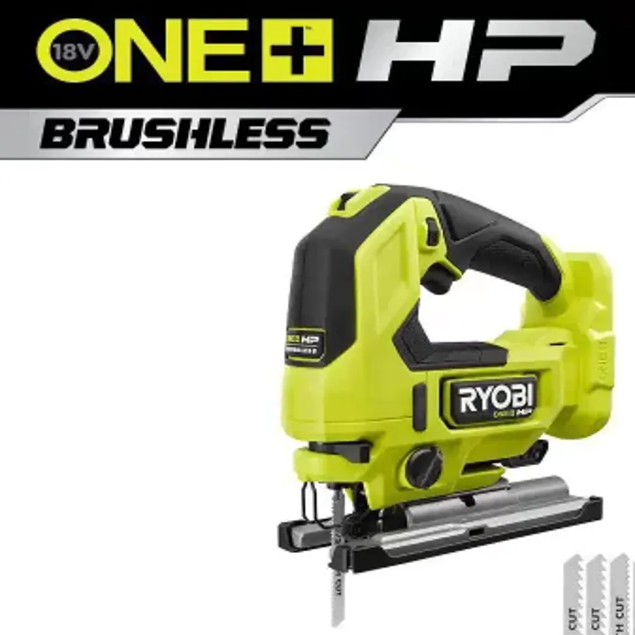 One+ Hp 18v Brushless Cordless Jig Saw (tool Only) With All Purpose Jig Saw Blade Set (10-piece)