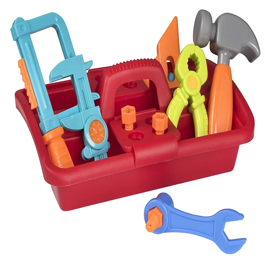 23 Piece Tool Box Set: Great Construction Toys For Boys And Girls, Assortment Of Different Super Durable Tools, Nails, Screws And A Storage Caddy.