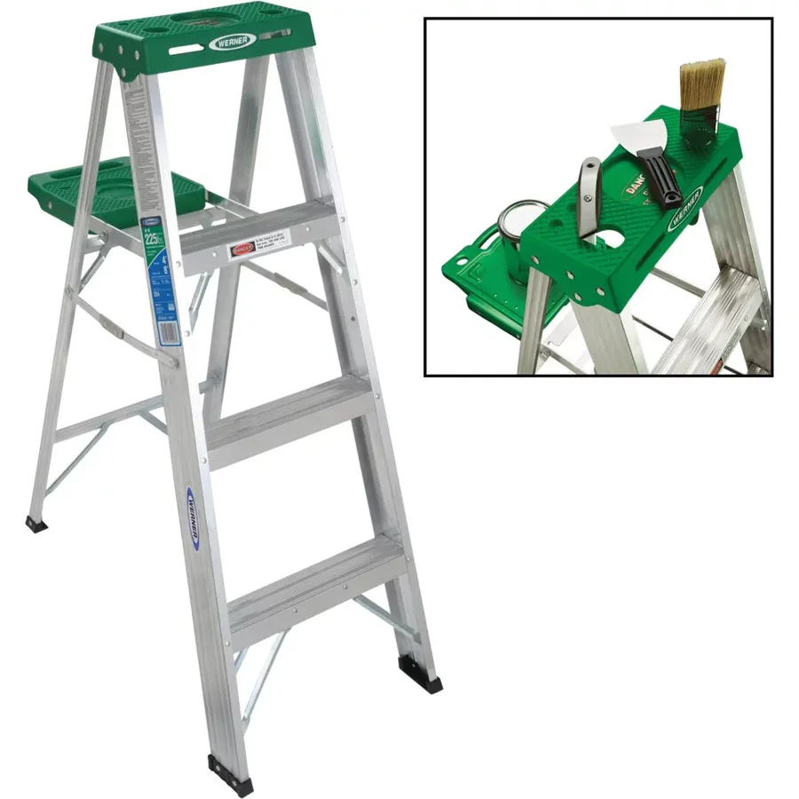 1pack 4 Ft. Aluminum Step Ladder With 225 Lb. Load Capacity Type Ii Ladder Rating